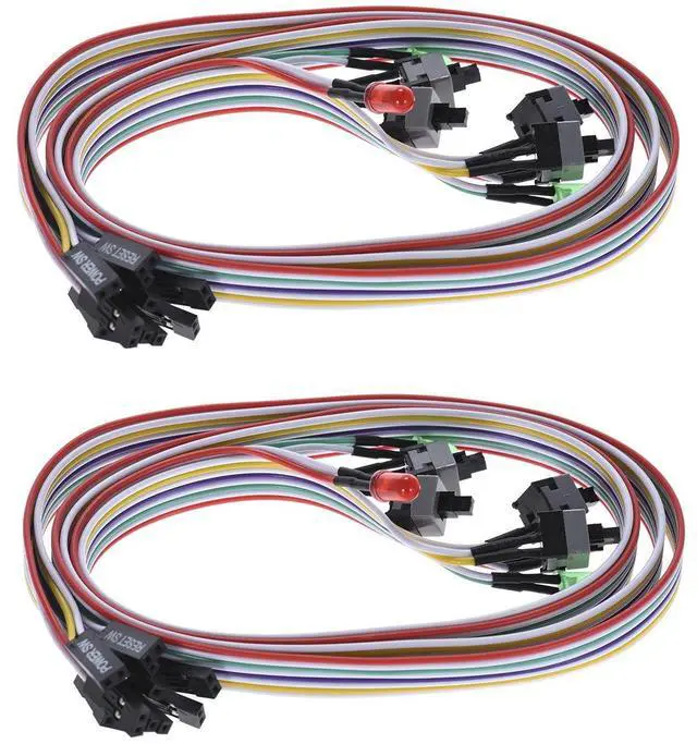 Alt view image 3 of 7 - Vszerda 2 Pack Desktop Computer Case Motherboard On/Off/Reset/HDD Switch Power Cord PC Power Button Switch Power SW Cable ATX Case Front Bezel Wire with Red Green LED Indicator Light 2-Pin 27-inch