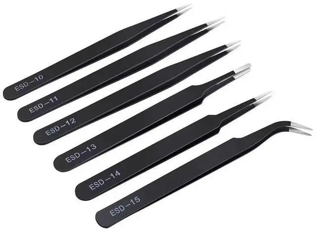 Main image of Vszerda 6PCS Precision Tweezers Set, Upgraded Anti-Static Stainless Steel Curved of Tweezers, for Electronics, Laboratory Work, Jewelry-Making, Craft, Soldering, etc, by kaverme.