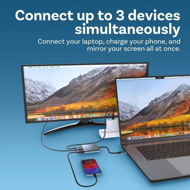 Alt view image 3 of 5 - Vszerda HDMI Type C HUB Adapter - USB C to HDMI Adapter - USB 3.1/3.0 Charging Port Converter Compatible with MacBook Pro Samsung Galaxy S25/S24/S23/S22/S21 Note 20/10/9 Series - Grey Aluminium