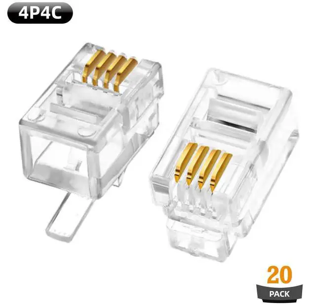 Alt view image 2 of 6 - Vszerda 20PCS RJ9(RJ9/RJ10/RJ22) 4P4C Telephone Cable Modular Plug Connector for Phone Handset Cord