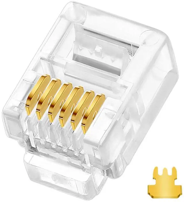 Main image of Vszerda 20PCS RJ12 Connector, 6P6C Modular Telephone Connector Plugs(with 3-pronged Contacts) for Solid or Stranded Phone Line Cord Conductors