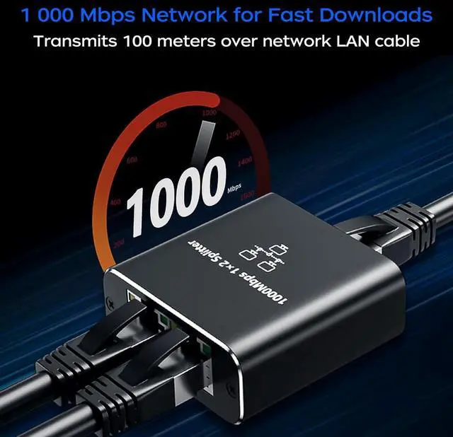 Alt view image 2 of 7 - Vszerda Ethernet Splitter 1000 Mbps High Speed, RJ45 Internet Cable Splitter 1 to 2 - Cat6 Extended Connector Compatible with Cat5/5e/6/7/8 Cable