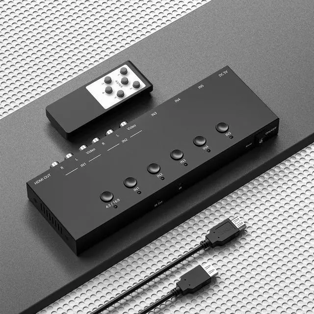 Alt view image 5 of 7 - Vszerda 2 AV to HDMI Converter + 3 HDMI2.0 Switcher(2 in 1) 2 Way RCA Composite to HDMI Adapter Support 4:3/16:9 Switching for N64 NGC WII Xbox PS2/3/4/5 DVD Xbox Series/ONE Switch/OLED