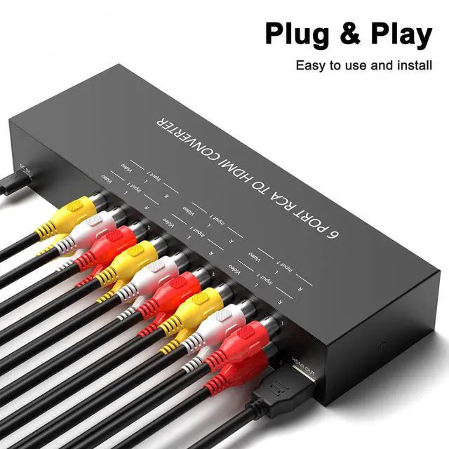 Alt view image 6 of 7 - Vszerda 6 Way RCA to HDMI Converter 1080P/720P RCA Composite CVBS AV Switch to HDMI Converter Adapter Support 4:3/16:9 Switch for Sega Xbox PS1 PS2 PS3 N64 NGC SNES WII VHS VCR Camera DVD