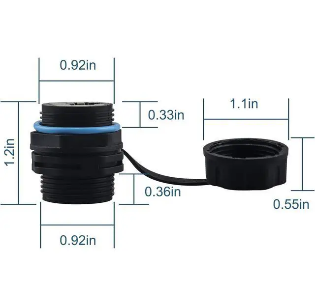 Alt view image 6 of 7 - Vszerda Panel Mounting Waterproof RJ45 Coupler, Shielded Pure Copper Ethernet Coupler Waterproof Outdoor LAN Cable Connector for Cat5/Cat6/Cat6A/Cat7 Ethernet Cable (2 PCS Female with Dust Cap)