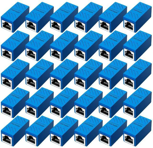 Main image of Vszerda 30 PCS RJ45 Coupler, Ethernet Extender Connector in Line Coupler for Cat8/Cat7/Cat6/Cat5e/Cat5 Ethernet Cable Extender Adapter Female to Female (Blue)