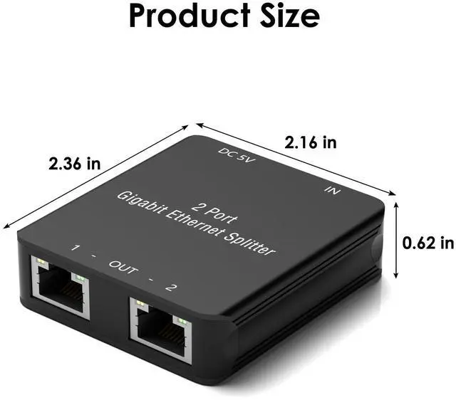 Alt view image 4 of 7 - VszerdRJ45 Ethernet Splitter RJ45 Splitter High Speed 1000Mbps Network 1 In 2 Out (2 Devices Networked Simultaneously) RJ45 Ethernet Coupler Splitter for Cat5/Cat5e/Cat6/Cat6a/Cat7/Cat8 Internet Cable