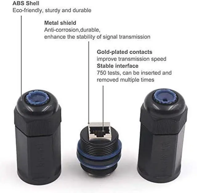 Alt view image 4 of 6 - Vszerda IP68 Waterproof Ethernet Coupler 1000Mbps, CAT6/CAT5E/CAT5 Female to Female Adapter PoE, Shielded Outdoor RJ45 Connector 5-Pack