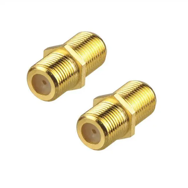 Main image of Vszerda Coaxial Cable Connector, RG6 Coax Cable Extender F-Type Gold Plated Adapter Female to Female for TV Cables, 2 Pack