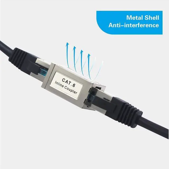 Alt view image 3 of 7 - Vszerda RJ45 Cat6 Coupler Shielded 10-Pack, Ethernet Cable Extender CAT6/CAT5E/CAT5 Inline Coupler PoE Female to Female Connector in Silver