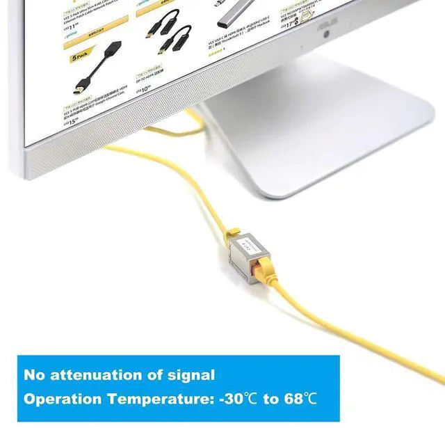 Alt view image 4 of 7 - Vszerda RJ45 Cat6 Coupler Shielded 10-Pack, Ethernet Cable Extender CAT6/CAT5E/CAT5 Inline Coupler PoE Female to Female Connector in Silver