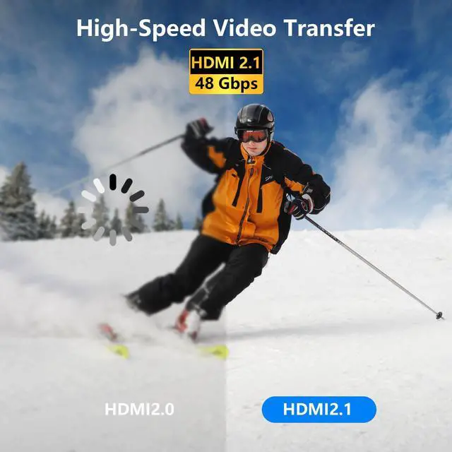 Alt view image 3 of 7 - Vszerda 8K Mini HDMI to HDMI Cable, Ultra HD High Speed HDMI to Mini HDMI Coiled Cable 2.1 Support 8K 4K 3D and Dynamic HDR Up to 48Gbps, Compatible with TV, PC,Camera Monitors Projector ect 3FT/0.9M