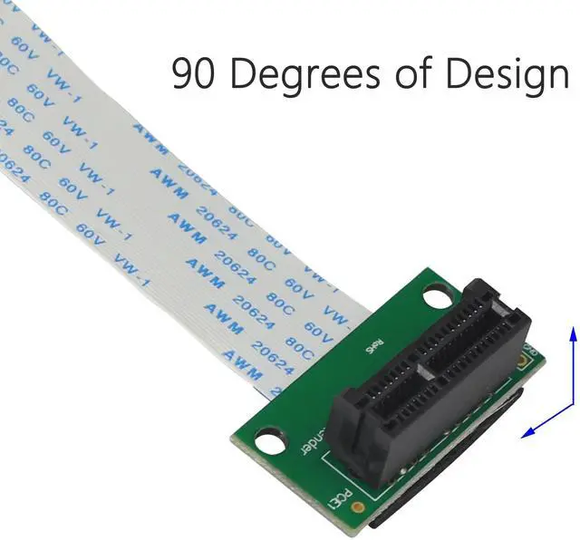 Alt view image 3 of 7 - Vszerda 14cm 90 Degree PCI-Express 1X Riser FPV Cable, PCI-E 36PIN 1X Extension Cable