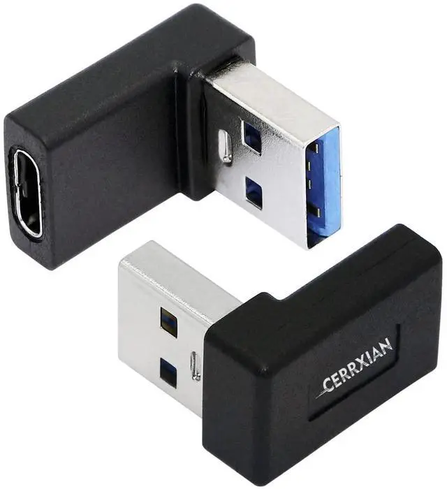 Alt view image 5 of 7 - Vszerda Right Angle USB C to USB A Adapter, Up Angle & Down Angle USB A 3.0 Male to USB Type C 3.1 Female Connector Adapter for Laptops, Wall Chargers, Power Banks(2-Pack)