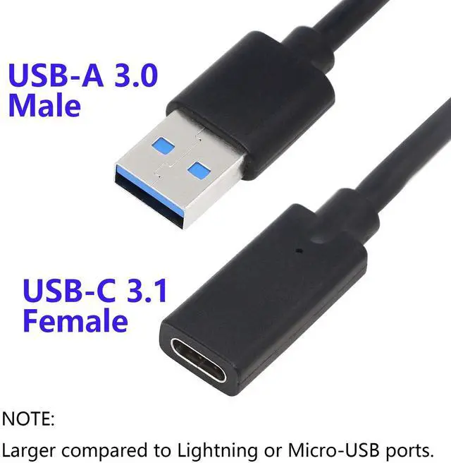 Alt view image 2 of 7 - Vszerda USB 3.0 Type A Male to USB 3.0 Type C Female Connector Converter Adapter (Black) (3ft)