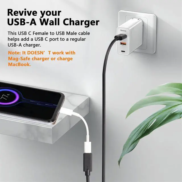 Alt view image 4 of 7 - Vszerda USB 3.0 Type A Male to USB 3.0 Type C Female Connector Converter Adapter (Black) (3ft)