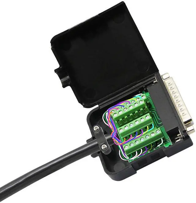 Alt view image 5 of 7 - Vszerda DB25 Breakout Board, DB25 Male D-SUB Connector to DB25 Screw Solderless Wiring Terminal Module Breakout PCB Board Kits with Plastic Case (M Black)