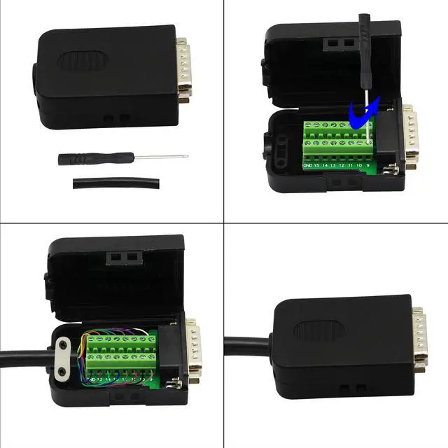Alt view image 5 of 7 - Vszerda DB15 Breakout Connector - DB15 Screw Wiring Terminal Signal Module Breakout PCB Board with Plastic Case & Nuts (Black) (MN)