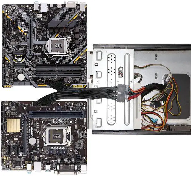 Alt view image 4 of 7 - BUCIER PSU Power Supply 24-pin ATX Motherboard Splitter Cable,24pin(20+4) for Dual ATX Motherboard Extension Cable PSU Female to Male Y Adapter Cord -1Ft