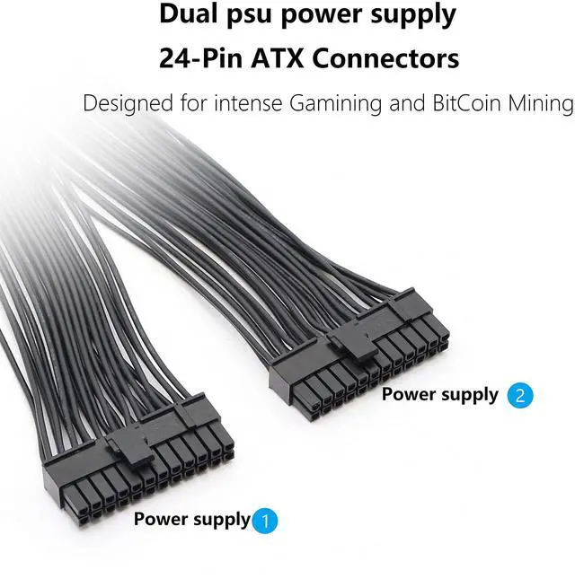 Alt view image 5 of 7 - BUCIER PSU Power Supply 24-pin ATX Motherboard Splitter Cable,24pin(20+4) for Dual ATX Motherboard Extension Cable PSU Female to Male Y Adapter Cord -1Ft