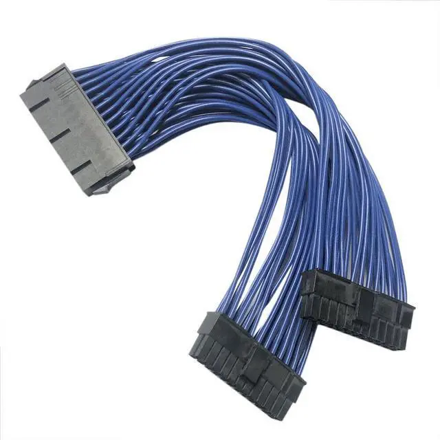 Main image of Vszerda Power Supply Extension Cable PSU Male to Female Y Splitter Replacement for ATX 24Pin 1 to 2 Port 23.5cm