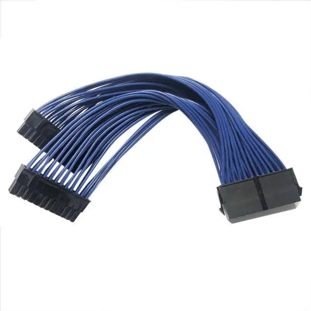 Alt view image 2 of 7 - Vszerda Power Supply Extension Cable PSU Male to Female Y Splitter Replacement for ATX 24Pin 1 to 2 Port 23.5cm
