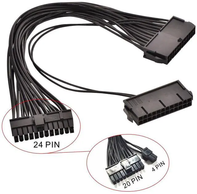 Alt view image 2 of 3 - Vszerda 24 Pin Main Second Dual PSU ATX Power Supply Motherboard Adapter Cable 32 cm/12.6 In