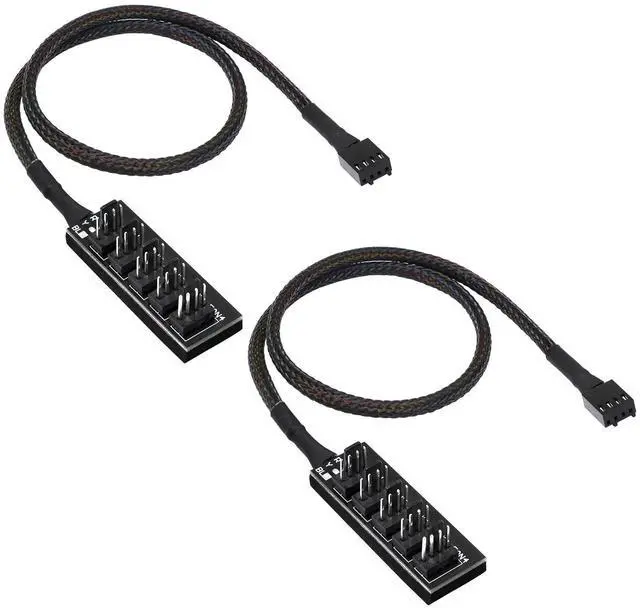 Main image of Vszerda 4 Pin PWM Fan Hub Splitter Power Supply Cable 1 to 5 Way PC CPU Cooling Case Fan Power Extension Cable for ATX Computer Case 4-Pin & 3-Pin Cooling Fans(14.8inch)(2-Pack)