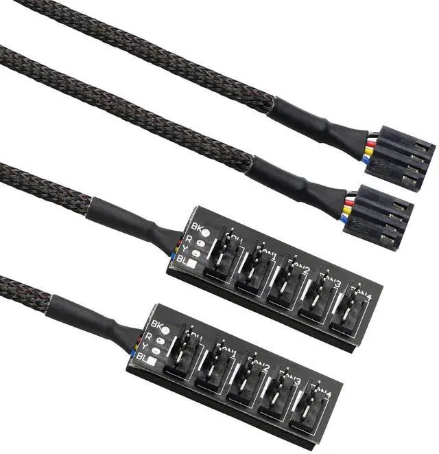 Alt view image 2 of 7 - Vszerda 4 Pin PWM Fan Hub Splitter Power Supply Cable 1 to 5 Way PC CPU Cooling Case Fan Power Extension Cable for ATX Computer Case 4-Pin & 3-Pin Cooling Fans(14.8inch)(2-Pack)