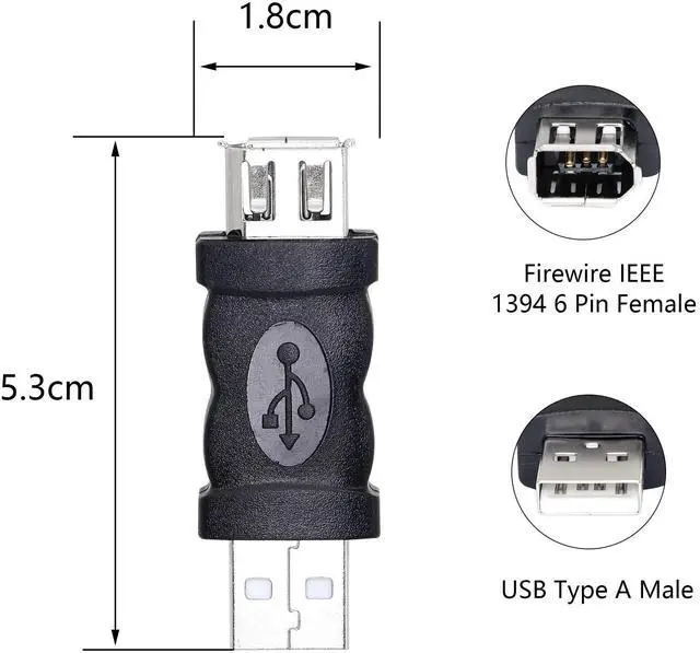 Alt view image 5 of 6 - Vszerda Firewire IEEE 1394 6 Pin Female to USB Male Adapter Convertor for Printer, Digital Camera, PDA, Scanner, Hard Disk