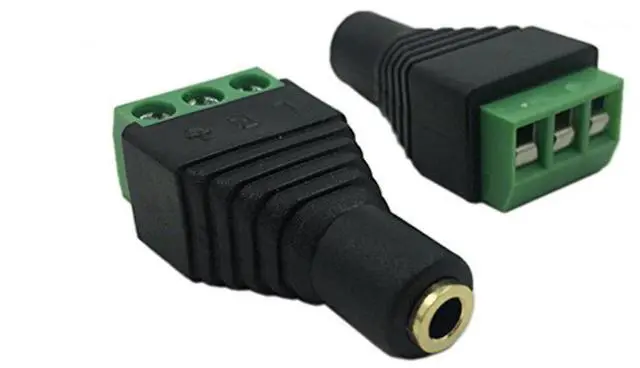 Main image of Vszerda 3.5mm Stereo Audio Video Female Jack to 3 Screw Terminal Female Headphone Replacement Solderless Balum Converter Adapter (2-Pack)