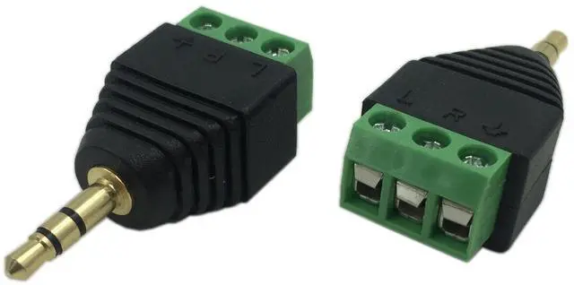 Alt view image 2 of 7 - Vszerda 3.5mm 3 Pole Stereo Audio Video Male to 3 Screw Terminal Female Double Track Headphone Replacement Solderless Balum Converter Adapter (2-Pack)