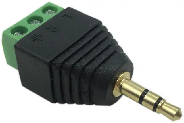 Alt view image 3 of 7 - Vszerda 3.5mm 3 Pole Stereo Audio Video Male to 3 Screw Terminal Female Double Track Headphone Replacement Solderless Balum Converter Adapter (2-Pack)