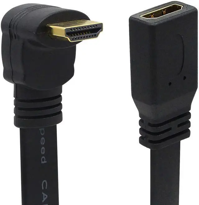 Alt view image 5 of 7 - Vszerda 1FT Flat Slim High Speed HDMI Extension Cable A Female to 90 Degree Down Angle A Male Cord