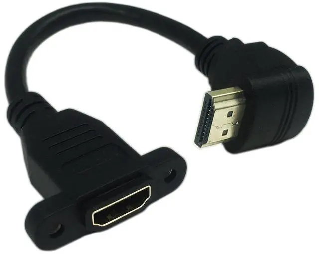 Main image of Vszerda 15cm 6inch High Speed HDMI 2.0 Up Angle HDMI 2.0 Male to Female Extension Cable with Screw Hole Panel Mount Support 4K 60Hz Resolution for Blu Ray Player, 3D TV, Roku, Xbox360 (Black) (U)