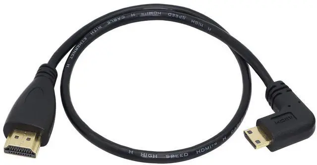 Main image of Vszerda 50cm 19.6inch High Speed Gold Plated Mini HDMI Left Angle Male to HDMI Male Cable (Black) L