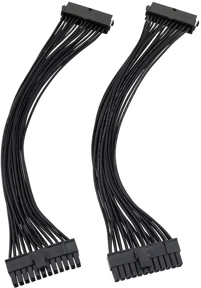 Alt view image 2 of 5 - Vszerda ATX Extension Cable 2PCS 12.6 inches / 32 cm ATX Motherboard 24 Pin Male to 24 Pin Female Power Supply Extension Cable for Internal PC PSU Power