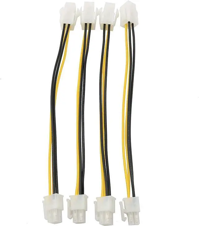 Main image of Vszerda ATX Plug CPU Power Adapter Cable 4PCS 8Inch 4-Pin ATX Male to 4-Pin ATX Female 12V Motherboard Power Extension Cable
