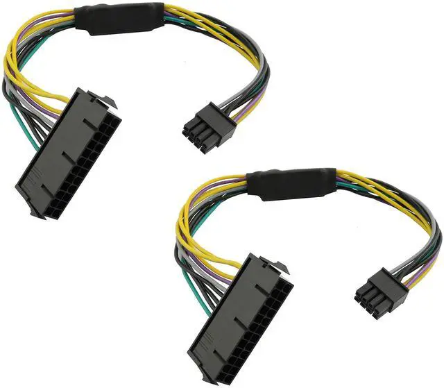 Main image of Vszerda 11 Inch 24-Pin to 8-Pin 18AWG ATX PSU Power Supply Adapter Cable for Motherboards 2PCS