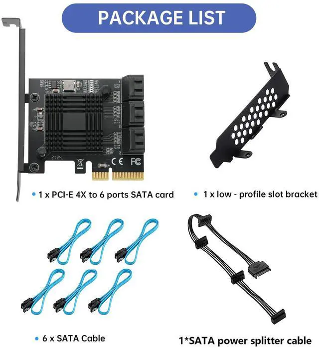 Alt view image 7 of 7 - PCIE to SATA 3.0 Card 6 Ports,PCIE to SATA III 6Gbps Expansion Card,ASM1166 Chips