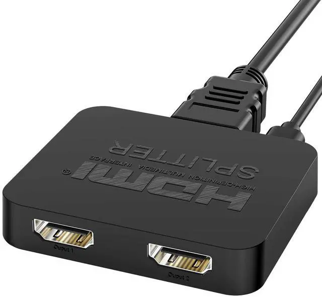 Main image of Vszerda HDMI Splitter 1 in 2 Out, 4K With Cable and USB-Micro Cable for TV PS4 Xbox Input, Full HD 1080P and 3D Video, Dual Monitors Duplicate/Mirror Only