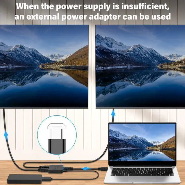 Alt view image 5 of 7 - Vszerda HDMI Splitter 1 in 2 Out, 4K With Cable and USB-Micro Cable for TV PS4 Xbox Input, Full HD 1080P and 3D Video, Dual Monitors Duplicate/Mirror Only