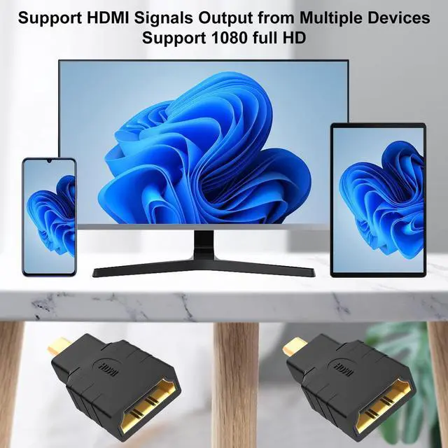 Alt view image 5 of 6 - Vszerda Micro to HDMI Adapter (5 Pack) - Gold Plated Female to Male Converter Compatible with Smartphone Camera