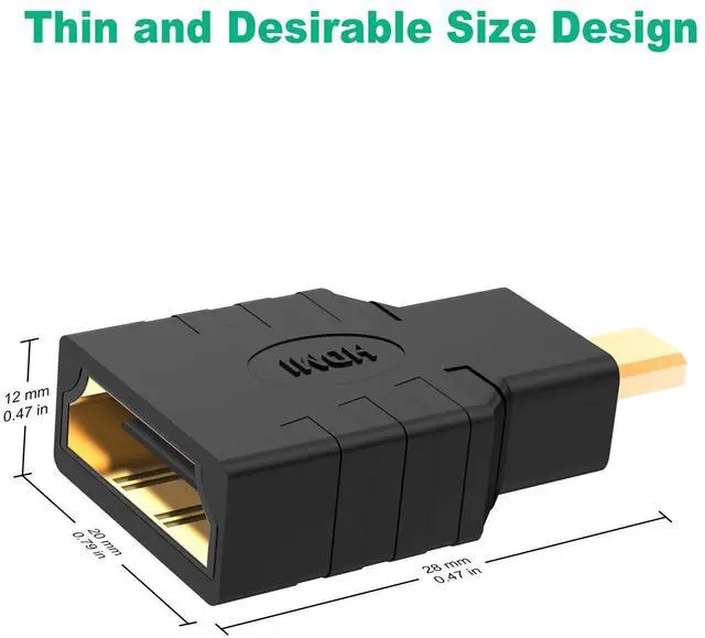 Alt view image 6 of 6 - Vszerda Micro to HDMI Adapter (5 Pack) - Gold Plated Female to Male Converter Compatible with Smartphone Camera