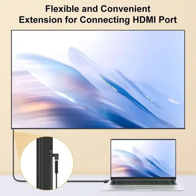 Alt view image 5 of 7 - Vszerda 90 & 270 Degree HDMI Adapter (2 Pack), Gold Plated Right Angle Male to Female HDMI Adapter