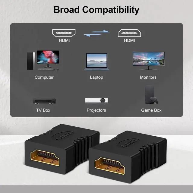 Alt view image 5 of 7 - Vszerda 8K HDMI Coupler, 8K@60Hz/4K@120Hz HDMI 2.1 Female to Female Connector HDMI Extender, Support 3D, HDR, HDCP, ARC,Compatible with DVD, Blu-ray, TV, Laptop, PC, Monitor, 2 Pack