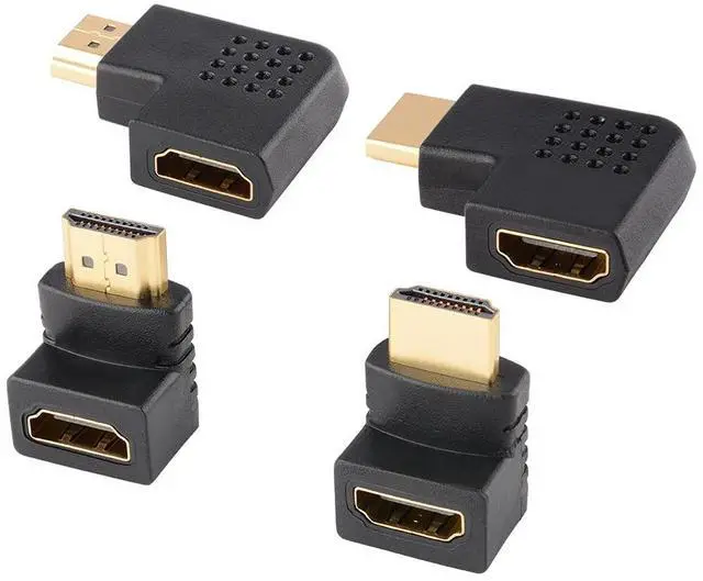 Main image of Vszerda HDMI Angled Adapter Combo, 4 Pcs Male to Female 90 Degree and 270 Degree Right Angle and 90 Degree Left and Right Angled Vertical Flat HDMI Adapter with Gold Plated Connectors