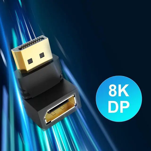 Alt view image 2 of 6 - Vszerda 90 Degree and 270 Degree DisplayPort Adapters, 2-Pack Gold-Plated Right Angle Male to Female DisplayPort Convertor 4K DP to DP Adapter