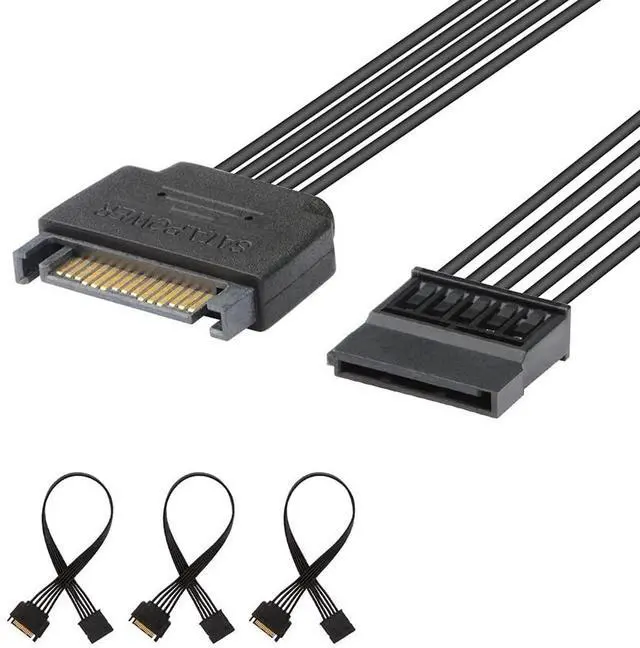 Main image of Vszerda 15 Pin SATA Power Extension Cable (3Pack), Sata Male to Female Cable, Sata Power Cable Extension, 10 inch, Black (3 Pack)