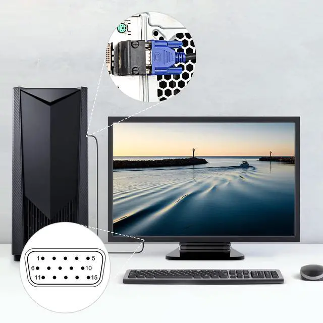 Alt view image 4 of 6 - Vszerda DB15 90 Degree VGA 15 Pin Adapter (2 Pack), D sub 15 Nickel Coated Connector Right Angle Male to Female VGA 15 Pin Adapter Coupler Converter